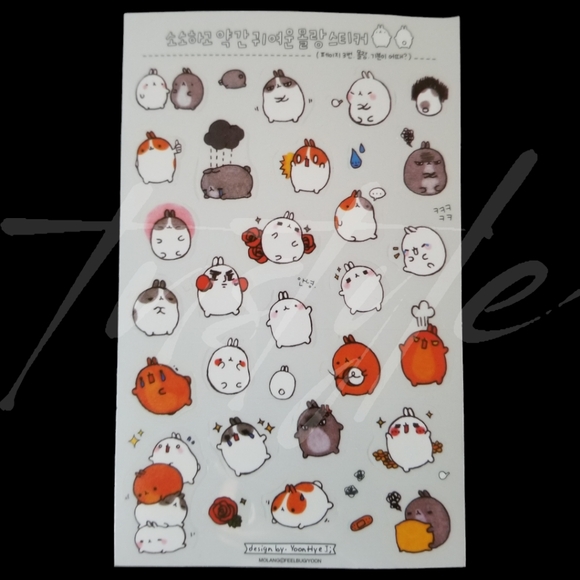 ⭐️3/$20⭐️ Molang Transparent Sticker Sheets - Picture 2 of 7